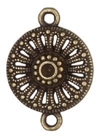 2, 15mm Antique Brass Round Open Floral Connectors / Links
