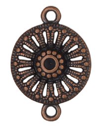 2, 15mm Antique Copper Round Open Floral Connectors / Links