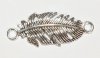 1, 35x14mm Antique Silver Curved Feather Connectors / Link