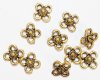 10 8x8mm Antique Gold 4 Loop Flower Connectors / Links