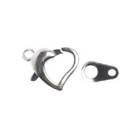 5 Sets of 13mm Silver Plated Heart Lobster Clasps