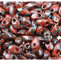 LM4513 - 10 Grams Opaque Red Picasso 4x7mm Long Miyuki Magatama Drop Beads
