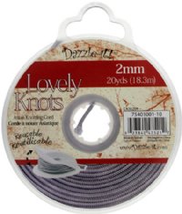 20 Yards of 2mm Silver Lovely Knots Knotting Cord with Reusable Bobbin