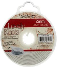 20 Yards of 2mm White Lovely Knots Knotting Cord with Reusable Bobbin