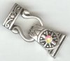 One 28x13 two hole Antique Silver Magnetic Foldover Clasp with Crystal AB Rhinestone