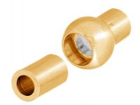 1 15.5x7mm Gold Plated Glue-In Magnetic Tube and Ball Clasp
