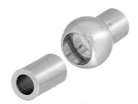1 15.5x7mm Silver Plated Glue-In Magnetic Tube and Ball Clasp