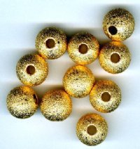 10 10mm Round Metal Gold Stardust Beads