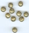 10 10x9.5mm Patterned Round Antique Brass Metal Beads