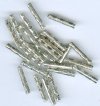 50 14x2mm Antique Silver Patterned Metal Tube Beads