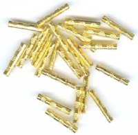 50 14x2mm Bright Gold Patterned Metal Tube Beads
