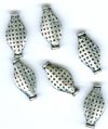 6 15x8mm Antique Silver Flat Diamond Metal Beads with Grid Pattern