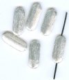 6 18x8mm Brushed Bright Silver Flat Rectangular Beads