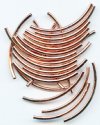 25 38x2mm Bright Copper Plated Curved Tube Beads
