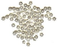 100 4x1mm Bright Silver Daisy Spacer Beads