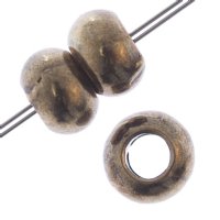 50 5x3.4mm Antique Brass Round Metal Beads