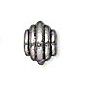 25 6x4mm Antique Silver Ridged Metal Spacer Beads