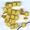 25 6x5mm Bright Gold Dotted Flat Square Metal Beads