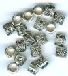 20 6x6mm Antique Silver Diamond Textured Tube Beads