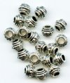20 8x6mm Antique Silver Beaded Barrel Metal Spacer Beads