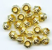 20 8x6mm Bright Gold Beaded Barrel Metal Spacer Beads