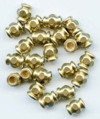 20, 8x6mm Four Sided Brushed Brass Ringed Tube Metal Beads