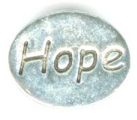 1 11x9mm Antique Silver Oval Hope Message Bead