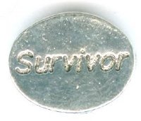 1 11x9mm Antique Silver Oval Survivor Message Bead