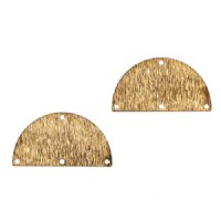 Pack of 4, 35x19mm Semi-Circle Brass 4 Hole Connectors