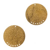 Pack of 4, 35mm Round Stardust Brass 8 Hole Connectors