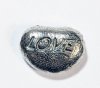 1 18x11mm "Love" Antique Silver Metal Pebble Bead