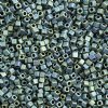 SB18-2064 20 grams of 1.8x1.8mm Opaque Matte Metallic Blue Green AB Miyuki Cube Beads