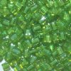 10 grams of 4x4mm Colorlined Lime Transparent Green Miyuki Cubes