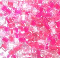 10 grams of 4x4mm Miyuki Cube Beads - Pretty In Pink Mix