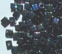 10 grams of 4x4mm Opaque Rainbow Black Miyuki Cubes