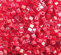10 grams of 4x4mm Miyuki Cube Beads - All Aflame Mix