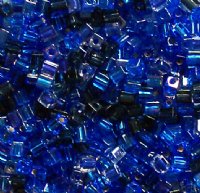 10 grams of 4x4mm Miyuki Cube Beads - Blue Suede Mix