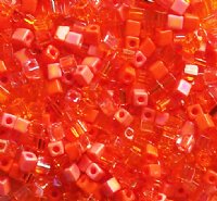 10 grams of 4x4mm Miyuki Cube Beads - Orange Whip Mix