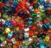 10 grams of 4x4mm Miyuki Cube Beads - Transparent Silverlined Mix