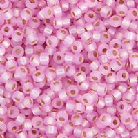 SB6-0643 22g of Silverlined Dyed Pink Alabaster 6/0 Miyuki Seed Beads