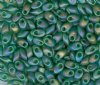 LM0146FR - 10 Grams Matte Transparent Green Iris 4x7mm Long Miyuki Magatama Drop Beads