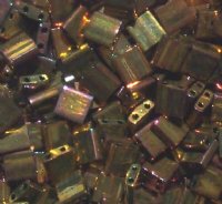 TL0462 5.2 Grams Metallic Gold Iris Two Hole Miyuki Tila Beads