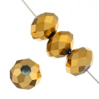 21 10x14mm Faceted Metallic Gold Chinese Crystal Donut Beads