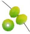 35 6x8mm Faceted Two Tone Neon Green & Yellow Chinese Crystal Donut Beads