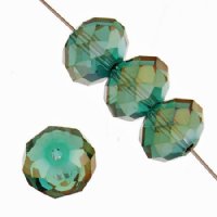35 6x8mm Faceted Teal AB Chinese Crystal Donut Beads