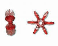 100, 5x14mm Acrylic Transparent Red Paddle Wheel Beads