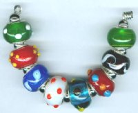 Strand of 8 13x9 Pandora Style Lampwork Beads -  Basic Color Mix