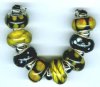 Strand of 8 13x9 Pandora Style Lampwork Beads -  Bee Hive Mix