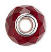1 8x14mm Faceted Large Hole Red Glass Bead