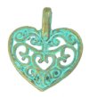 1, 17x15mm Brass Patina Filigree Heart Pendant / Charm